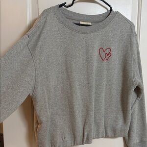 Universal Thread Heather Gray Sweater with Heart Embroidery